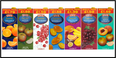 Stute Foods launches juice range in new four Price-Marked Pack case format